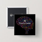 AI Practitioner für künstliche Intelligenz Tech Button (Vorne & Hinten)