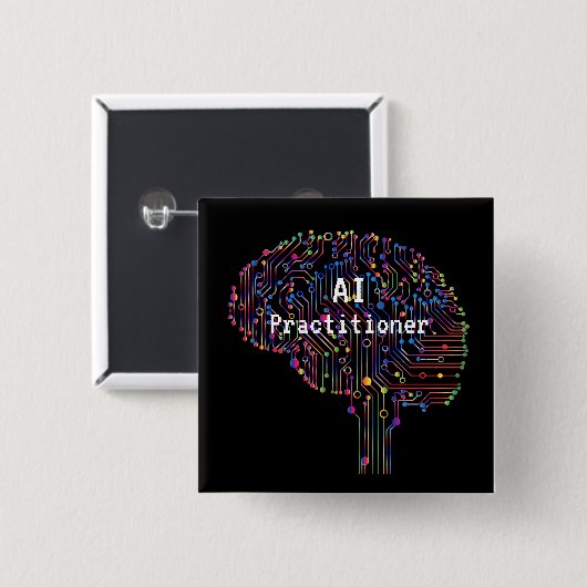 AI Practitioner für künstliche Intelligenz Tech Button (Vorne & Hinten)