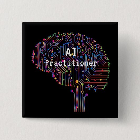 AI Practitioner für künstliche Intelligenz Tech Button (Vorderseite)