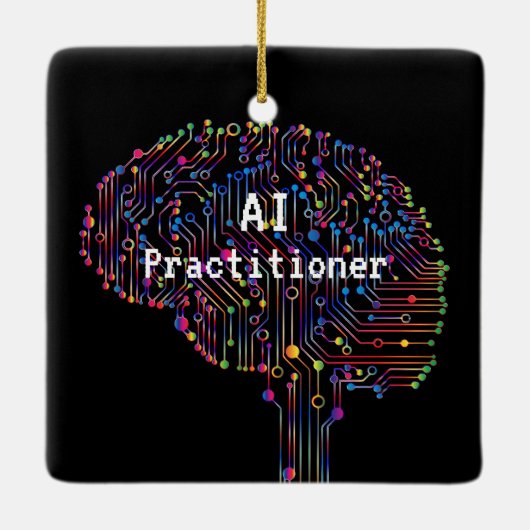 AI Practitioner für künstliche Intelligenz Tech Keramikornament (Rückseite)
