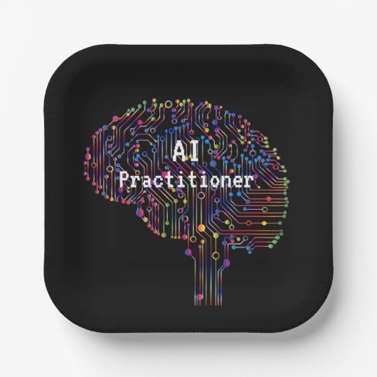 AI Practitioner für künstliche Intelligenz Tech Pappteller (Vorderseite)