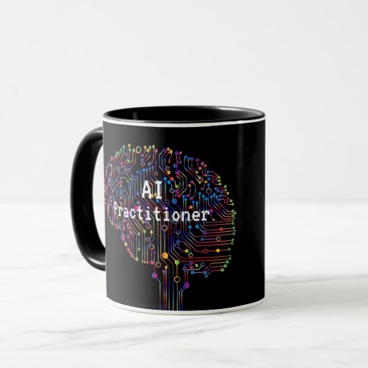 AI Practitioner für künstliche Intelligenz Tech Tasse (Vorderseite Links)