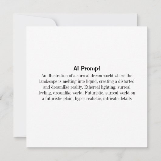 AI Prompt und Artwork | Ätherische Surreale Welt (Rückseite)