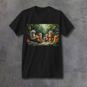 Ai Reading to Cats Happy Retirement Fantasy T-Shirt