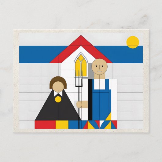 AI-Remix-Kunstwerk Bauhaus-Paar Postkarte (Vorderseite)