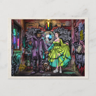 AI Remix Paar Fine Art Graffiti Urbane Straßenkuns Postkarte