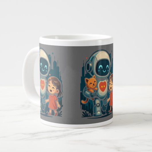 AI & Robot Characters – Futuristic Design Collecti Jumbo-Tasse (Vorderseite Links)