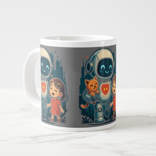 AI & Robot Characters – Futuristic Design Collecti Jumbo-Tasse (Vorderseite Links)
