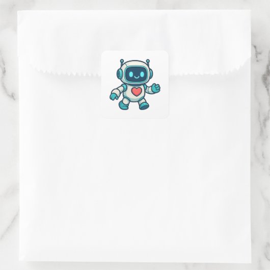 AI & Robot Characters Quadratischer Aufkleber (Tasche)