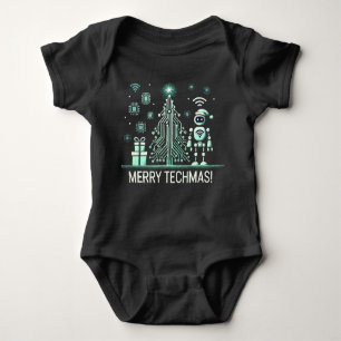 AI Robot mit Tech Christmas Tree - Merry Techmas Baby Strampler