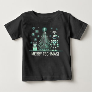 AI Robot mit Tech Christmas Tree - Merry Techmas Baby T-shirt
