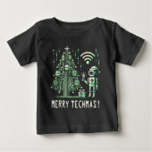 AI Robot mit Tech Christmas Tree - Merry Techmas Baby T-shirt (Vorderseite)