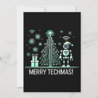 AI Robot mit Tech Christmas Tree - Merry Techmas