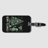 AI Robot mit Tech Christmas Tree - Merry Techmas Gepäckanhänger (Vorderseite (Horizontal))