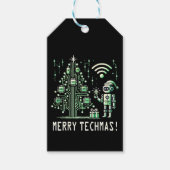 AI Robot mit Tech Christmas Tree - Merry Techmas Geschenkanhänger (Vorderseite)