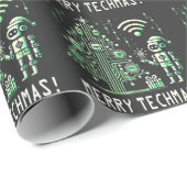 AI Robot mit Tech Christmas Tree - Merry Techmas Geschenkpapier (Rolleneckpunkt)
