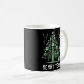 AI Robot mit Tech Christmas Tree - Merry Techmas Kaffeetasse (VorderseiteRechts)