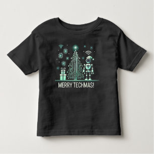 AI Robot mit Tech Christmas Tree - Merry Techmas Kleinkind T-shirt