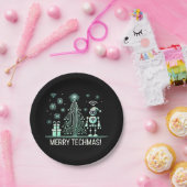 AI Robot mit Tech Christmas Tree - Merry Techmas Pappteller (Party)