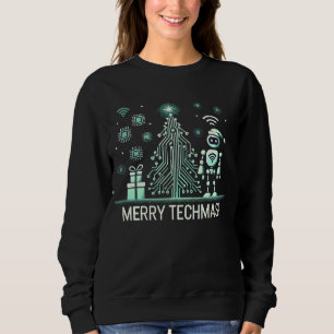 AI Robot mit Tech Christmas Tree - Merry Techmas Sweatshirt