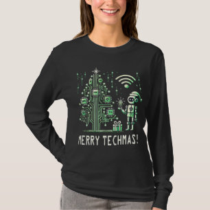 AI Robot mit Tech Christmas Tree - Merry Techmas T-Shirt