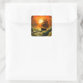 Ai Ship bei Sunset Quadratischer Aufkleber (Tasche)