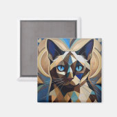 AI Siamese Cat Magnet (Vorderseite/Rückseite)