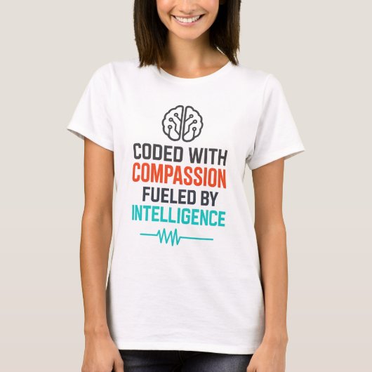 AI-Slogan - Codiert mit Mitgefühl T-Shirt (Vorderseite)