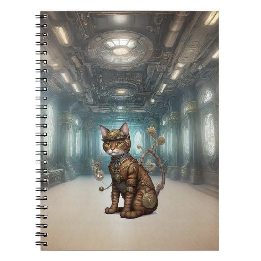 AI Steampunk Cat Notizblock (Vorderseite)