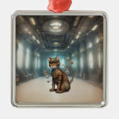 AI Steampunk Cat Ornament Aus Metall (Vorne)
