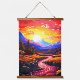 Ai Sunset Wandteppich Mit Holzrahmen