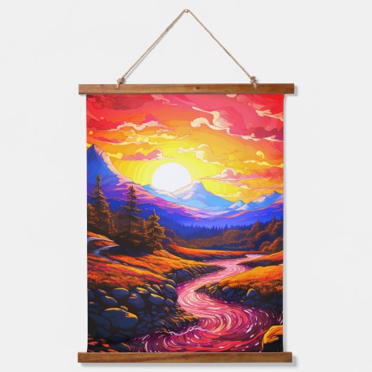 Ai Sunset Wandteppich Mit Holzrahmen (Vorderseite)