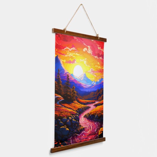 Ai Sunset Wandteppich Mit Holzrahmen (Gewinkelt)