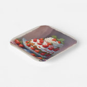 AI Sweet Strawberries Square Paper Plate Pappteller (Gewinkelt)