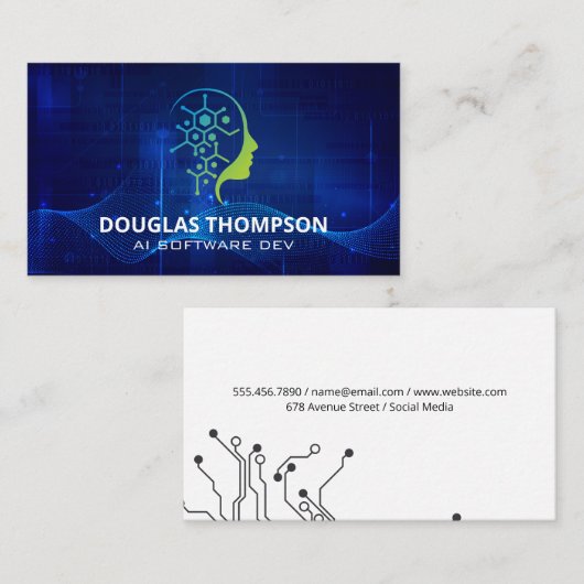 AI-Tech-Logo | Digitaler Hintergrund Visitenkarte (Vorne/Hinten)