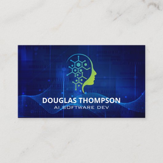 AI-Tech-Logo | Digitaler Hintergrund Visitenkarte (Vorderseite)