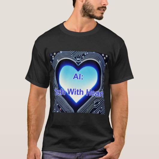 AI: Tech with Heart Men's Black T-Shirt (Vorderseite)
