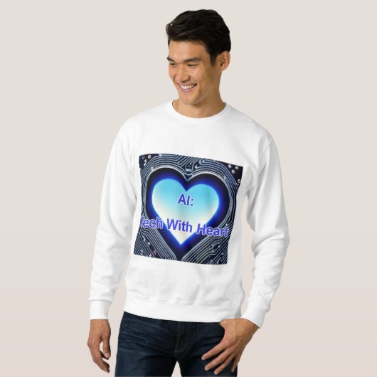 AI: Tech with Heart Men's White Sweatshirt (Vorne ganz)