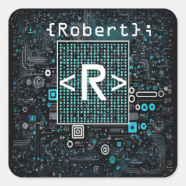 Ai - Technologie - Coding Monogram - Letter R Quadratischer Aufkleber