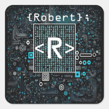 Ai - Technologie - Coding Monogram - Letter R