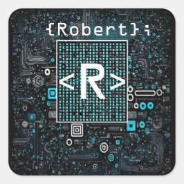 Ai - Technologie - Coding Monogram - Letter R Quadratischer Aufkleber