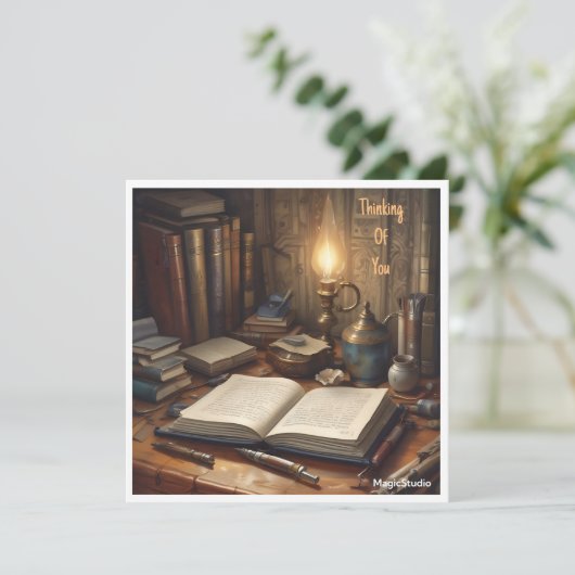 AI Thinking Your Announcement Card Ankündigung (Stehend Vorderseite)