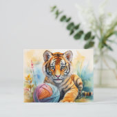 AI Tiger Ball Postkarte (Stehend Vorderseite)