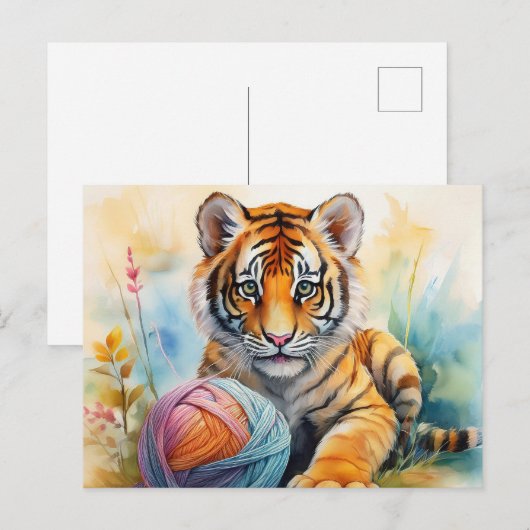 AI Tiger Ball Postkarte (Vorne/Hinten)