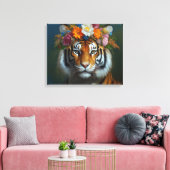 AI Tiger mit Blume Leinwanddruck (Insitu (Wohnzimmer))