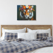 AI Tiger mit Blume Leinwanddruck (Insitu (Schlafzimmer))