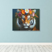 AI Tiger mit Blume Leinwanddruck (Insitu (Holzboden))