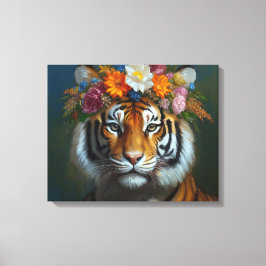 AI Tiger mit Blume Leinwanddruck
