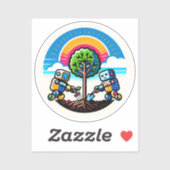 AI Tree Planter Sticker Öko-freundliches Robot-Des (Blatt)