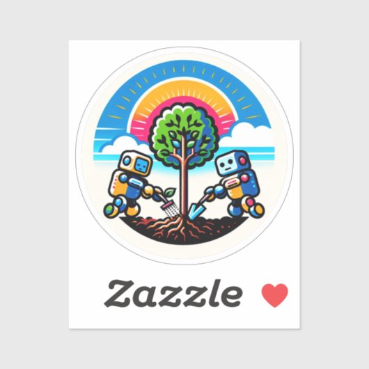 AI Tree Planter Sticker Öko-freundliches Robot-Des (Blatt)